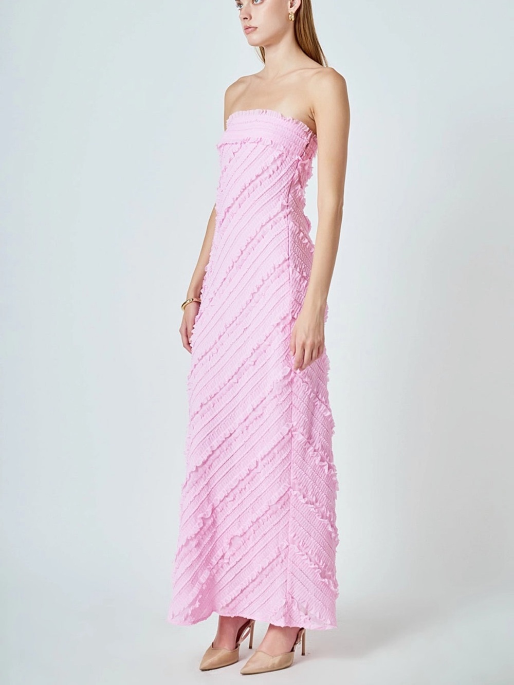 Endless Rose Anthropologie Strapless Textured Column Midi Dress Size Medium NEW - Picture 8 of 15